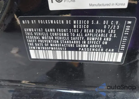 2023 Volkswagen Jetta 1.5T Se из США, поврежденный, VIN 3VW7M7BU0PM058612